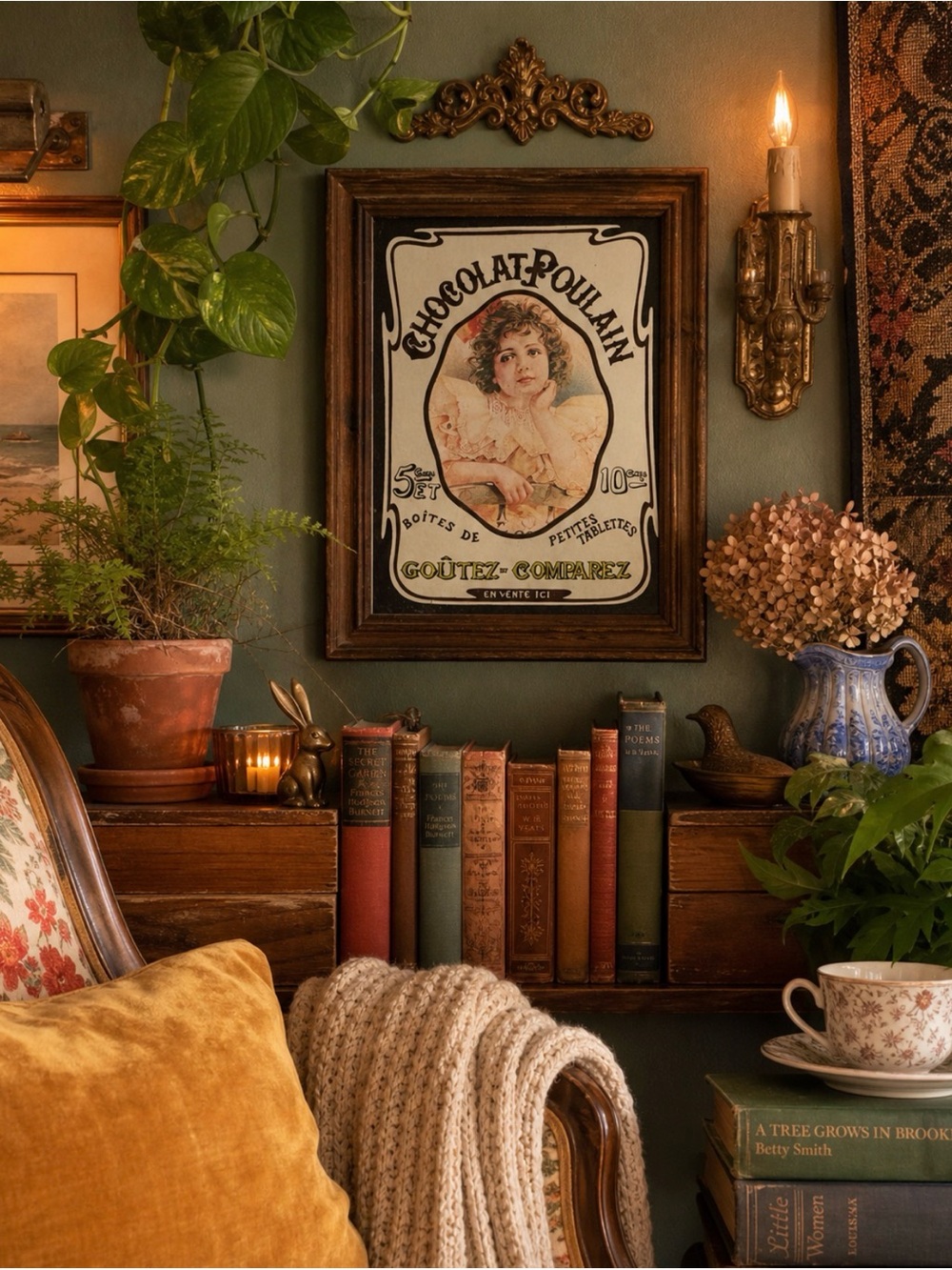 Vintage Chocolat Poulain mirror 10.5”x13”